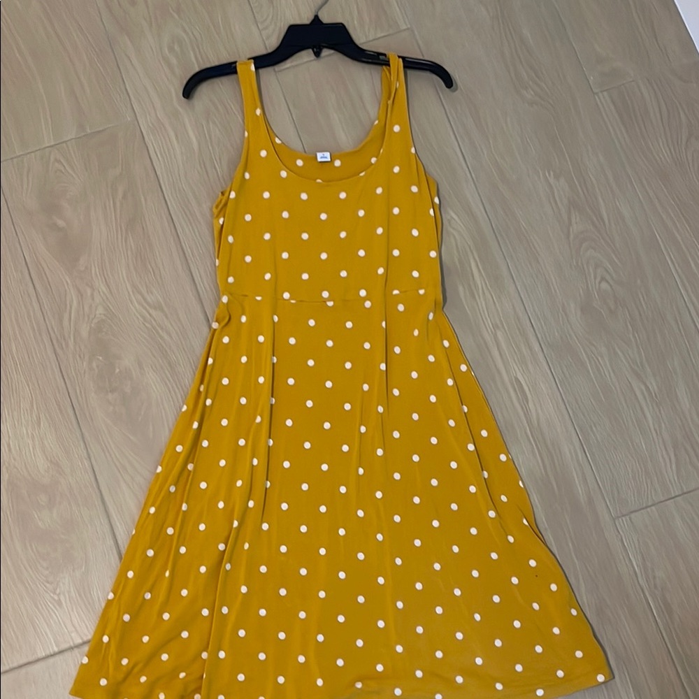 Old Navy Mustard Dress with White Polka Dots